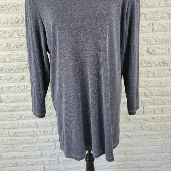 Chez California Womens Top 14W Plus Tunic Long Sleeve Gray Casual STR84E - Picture 4 of 8